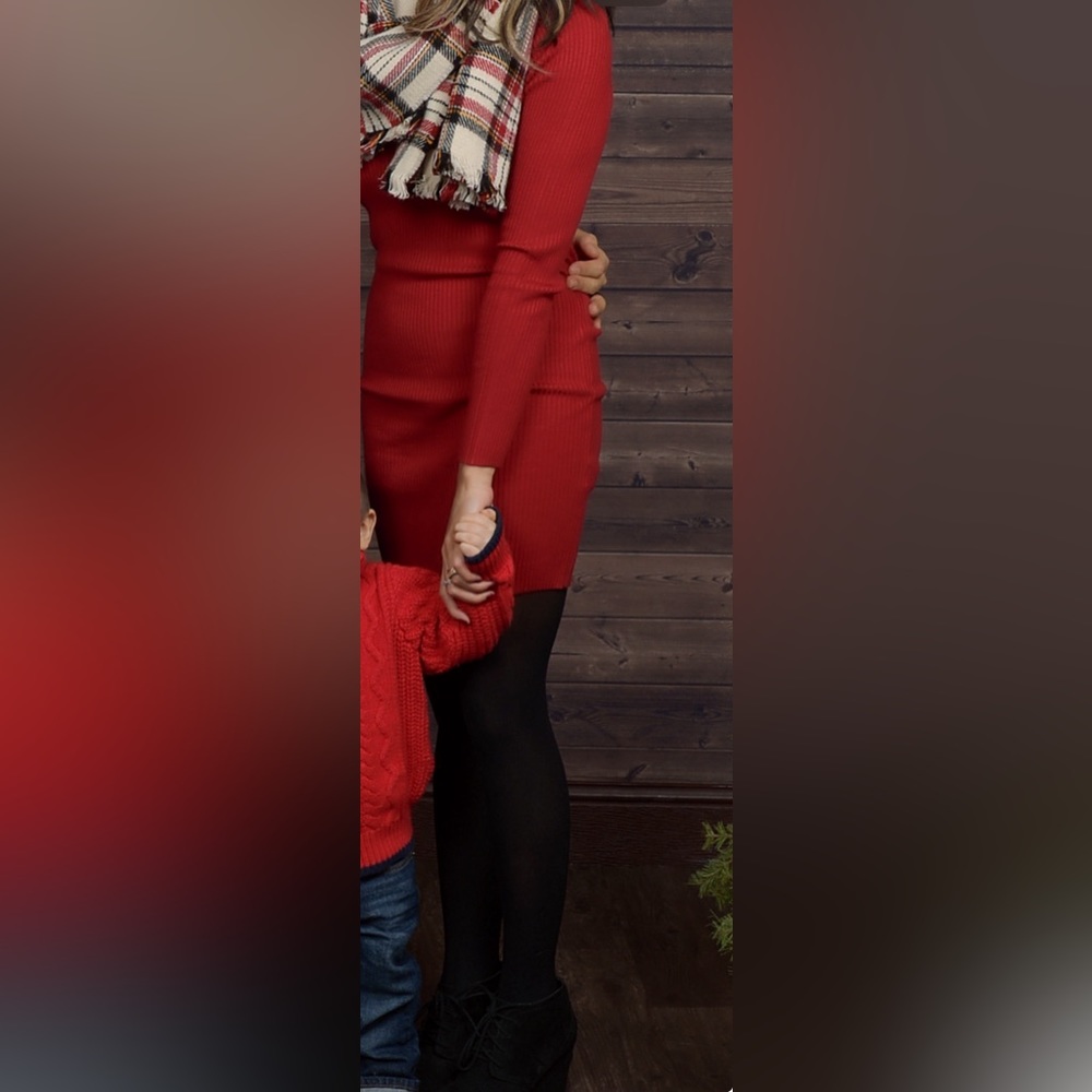 Red mini sweater dress